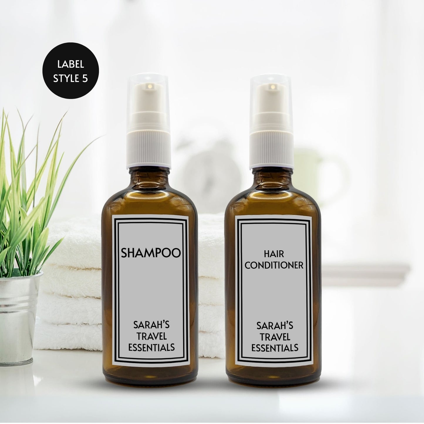 Reusable Amber Travel Bottle Set With Custom Labels [100ml]