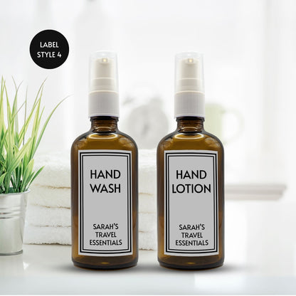 Reusable Amber Travel Bottle Set With Custom Labels [100ml]