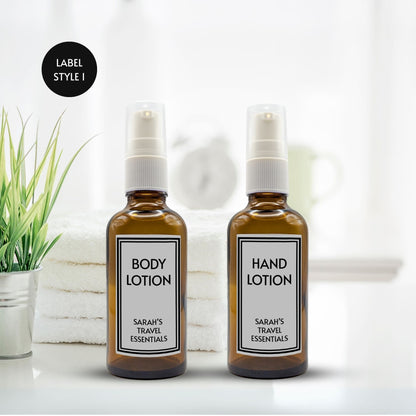 Reusable Amber Travel Bottle Set With Custom Labels [50ml]