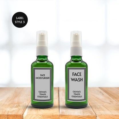 Reusable Green Travel Bottle Set With Custom Labels [50ml]