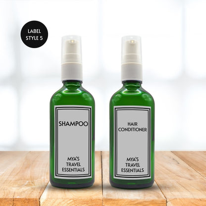 Reusable Green Travel Bottle Set With Custom Labels [100ml]