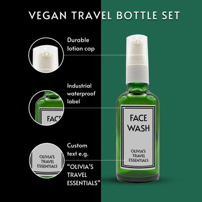 Reusable Green Travel Bottle Set With Custom Labels [50ml]