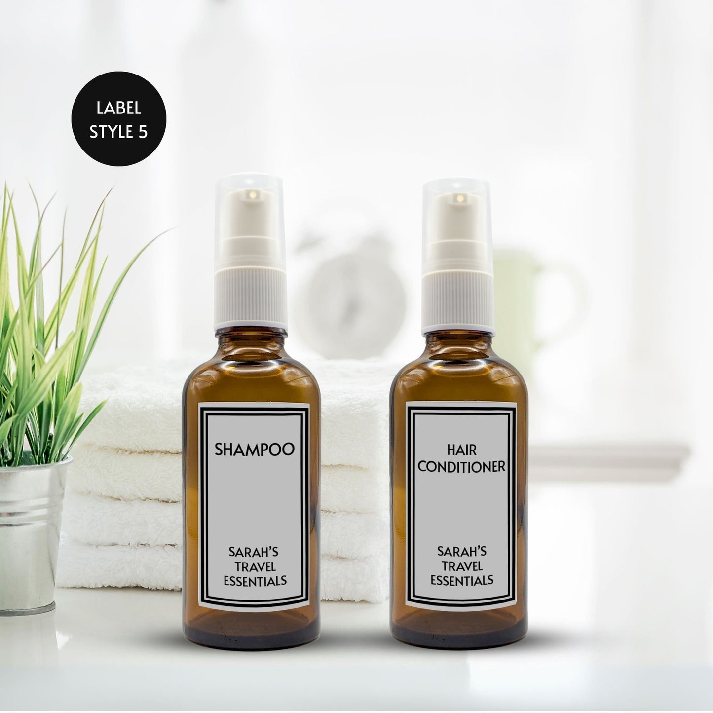 Reusable Amber Travel Bottle Set With Custom Labels [50ml]