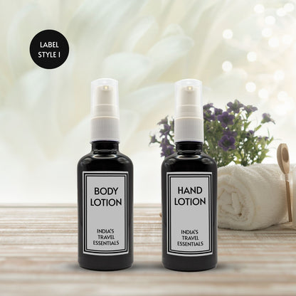 Reusable Black Travel Bottle Set With Custom Labels [50ml]