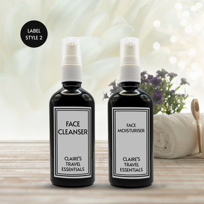 Reusable Black Travel Bottle Set With Custom Labels [100ml]
