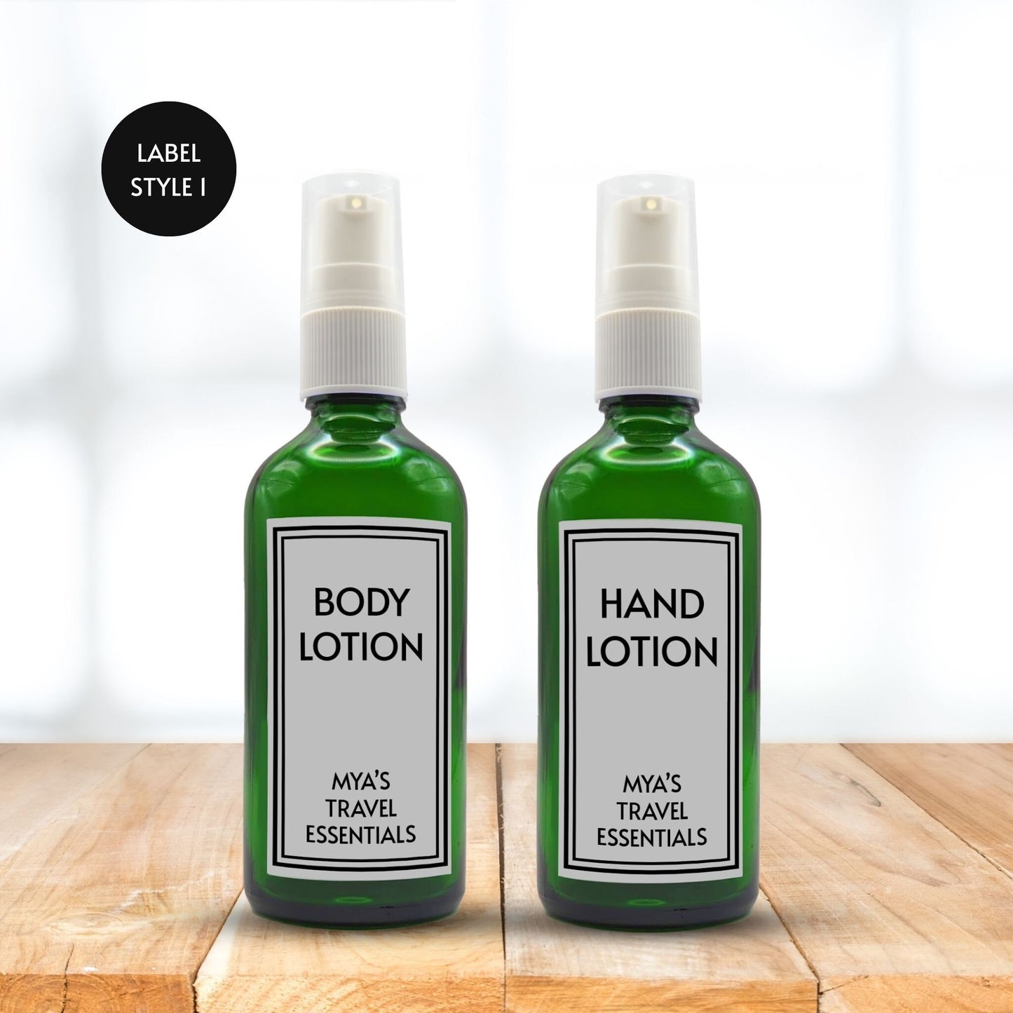 Reusable Green Travel Bottle Set With Custom Labels [100ml]