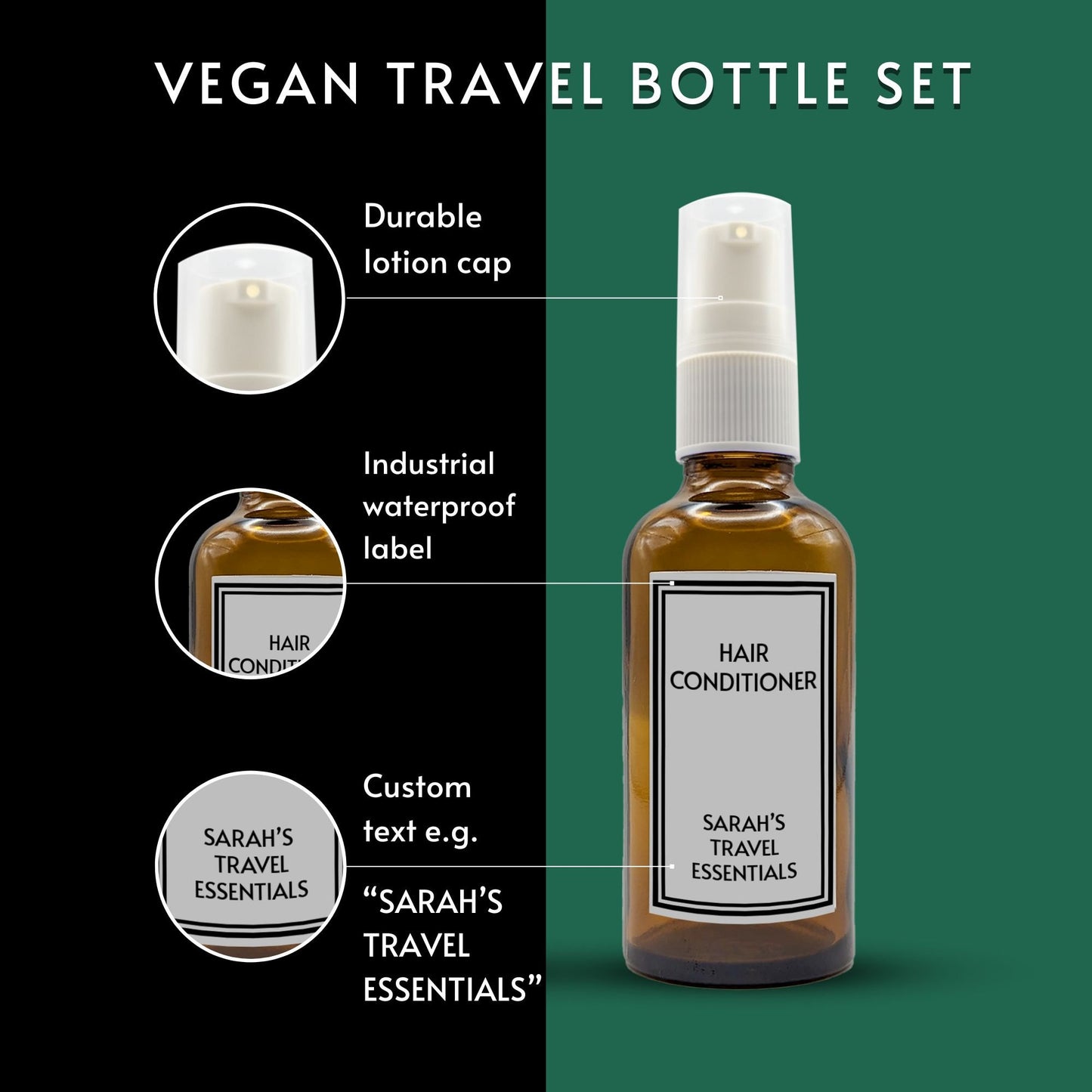 Reusable Amber Travel Bottle Set With Custom Labels [100ml]